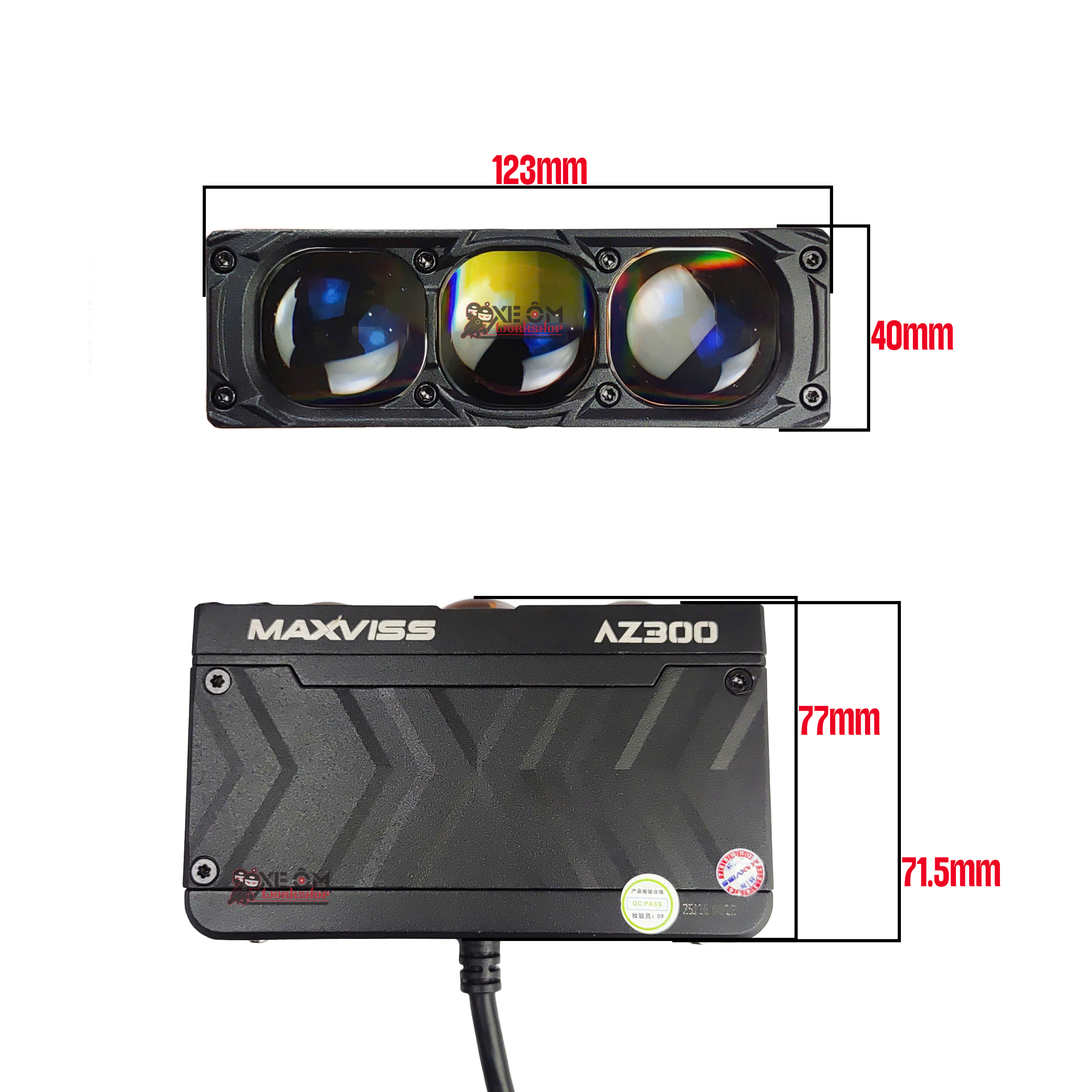 Kích thước đèn Maxviss AZ300 V2