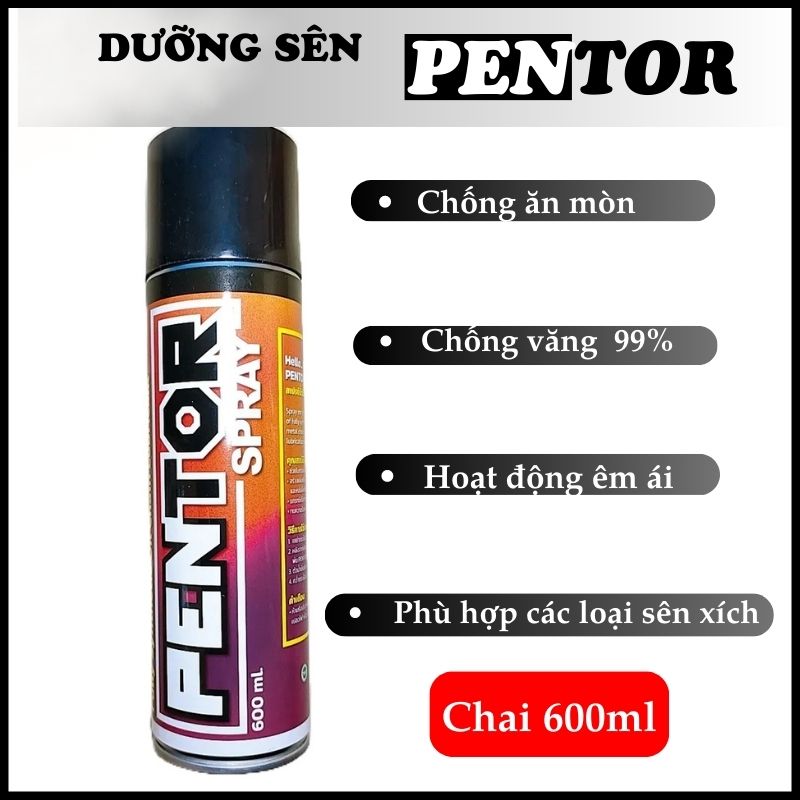 Dưỡng sên Pentor chống ăn mòn, chống văng và vận hành êm ái