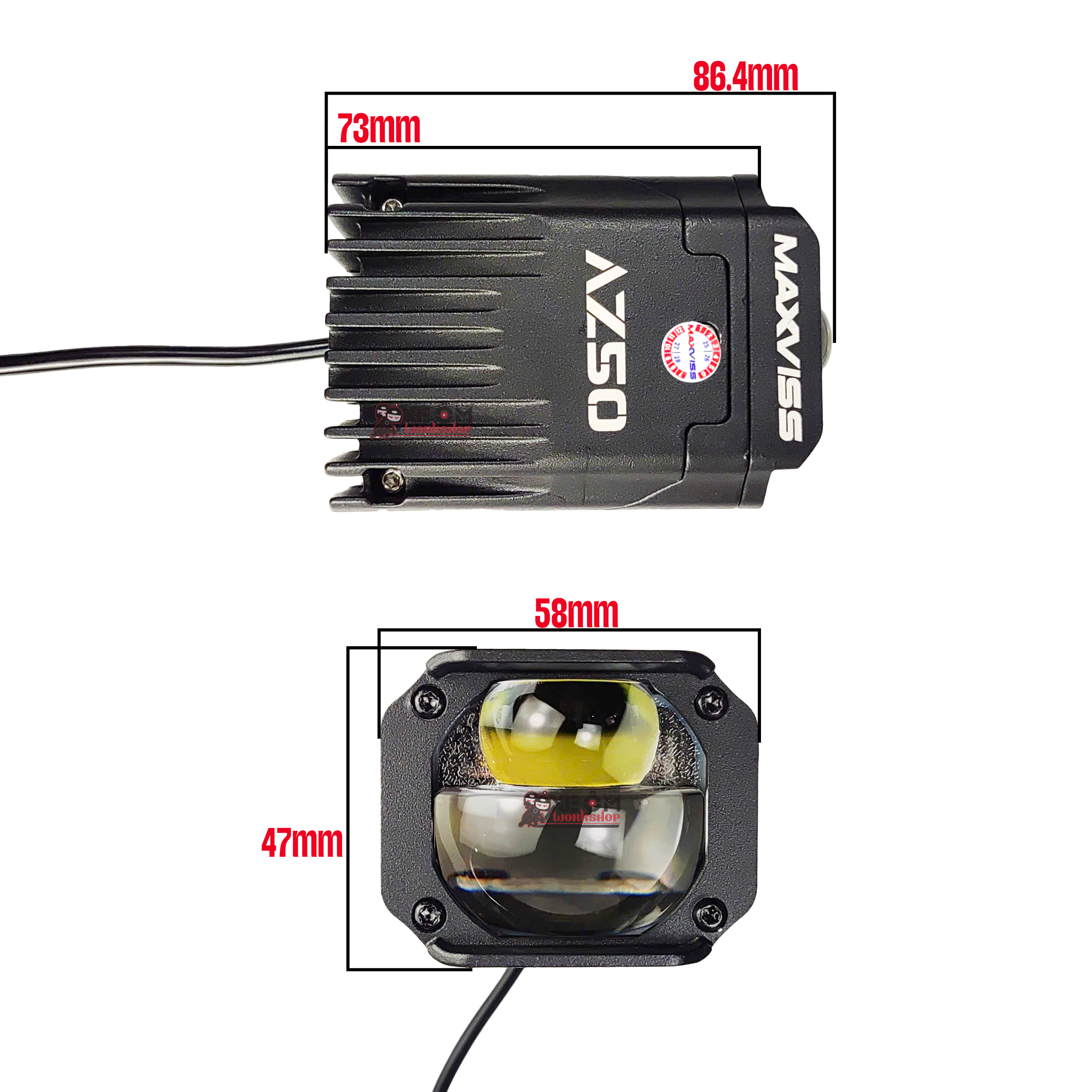 Kích thước đèn Maxviss AZ50