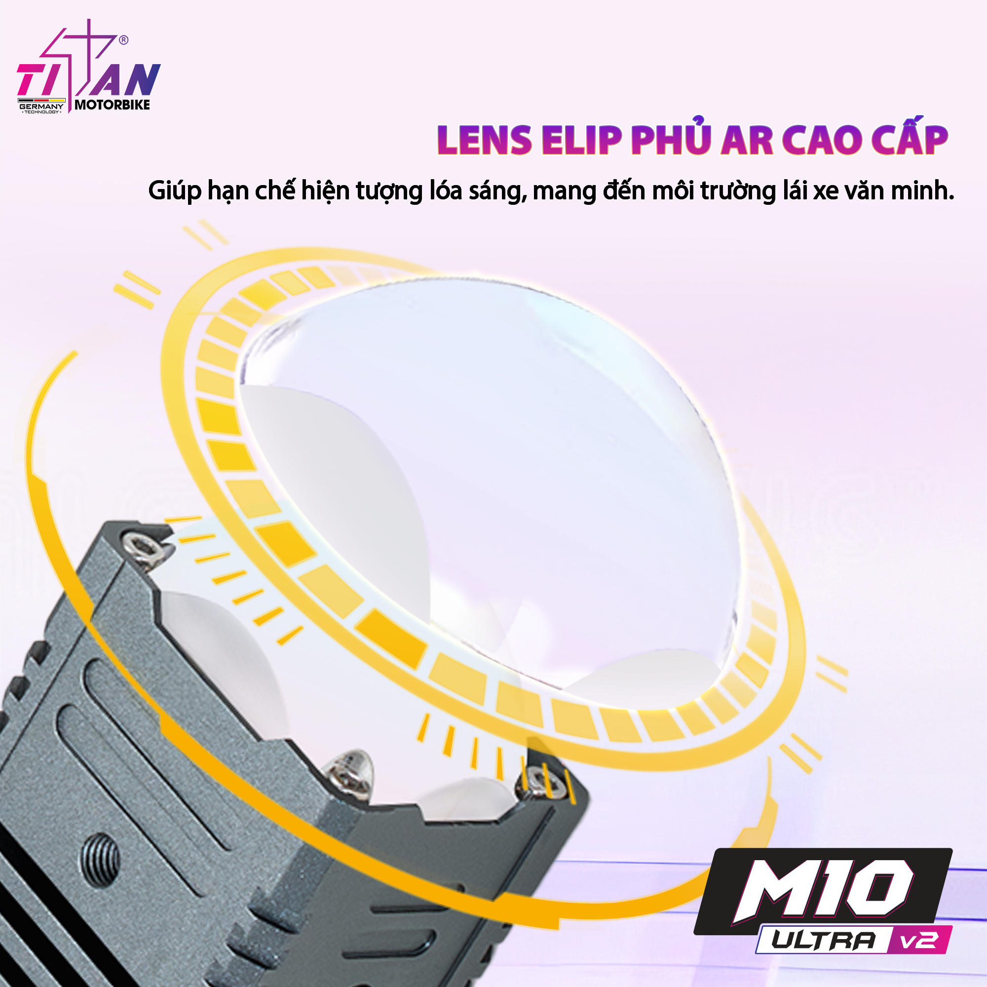 Lens elip phủ AR của Titan M10 Ultra V2